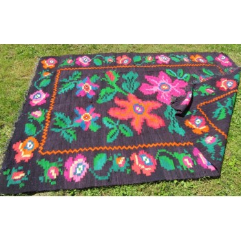 Tappeto rumeno, tappeto kilim vintage tessuto a mano della Transilvania