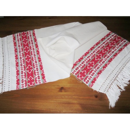 Toalla decorativa antigua rumana, textil decorativo étnico tejido a mano de Transilvania