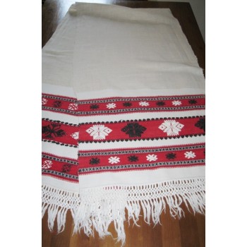Ancienne serviette traditionnelle roumaine tissée à la main