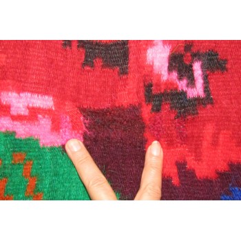 Handmade kilim rug with flowers , Romanian traditional rug