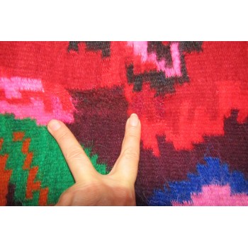 Handmade kilim rug with flowers , Romanian traditional rug