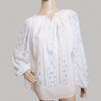 Handgefertigte Volksbluse aus Rumänien, handbestickte Bauernbluse