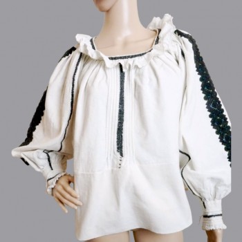 Handbestickte rumänische Volksbluse aus Siebenbürgen, antike traditionelle Bluse