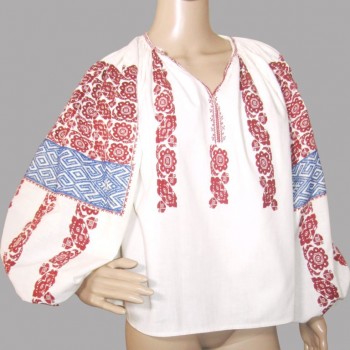 Romanian peasant blouse with very fine hand embroideries , handmade traditional blouse