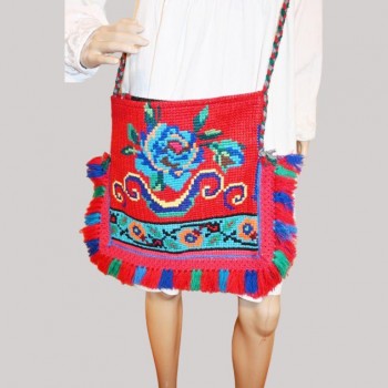 Sac à bandoulière folklorique roumain fait à la main, sac roumain traditionnel fait à la main