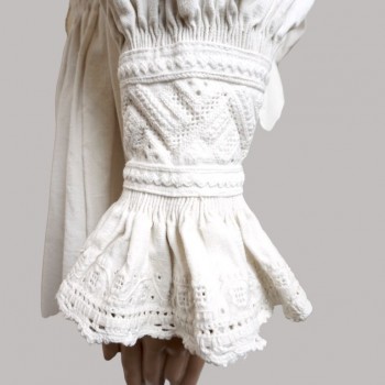 Romanian traditional clothing from Bihor with white hand embroidery