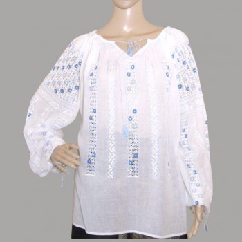 Blusa rumana hecha a mano, blusa étnica bordada a mano con encaje