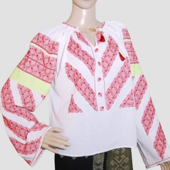 Blouse roumaine vintage d'Olténie, chemisier folklorique brodé à la main