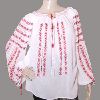 Chemisier Indiana Jones, haut chemisier Marion Ravenwood, blouse roumaine brodé rouge