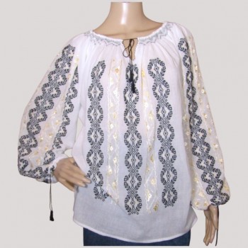 Rumänische Bluse handgefertigt, Vyshyvanka-Bluse handbestickt