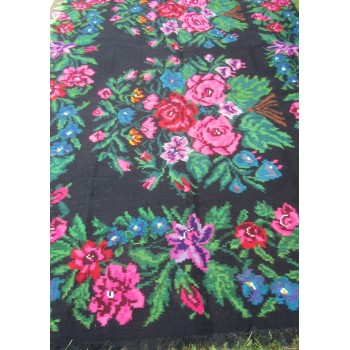 Romanian traditional kilim rug , vintage floral rug