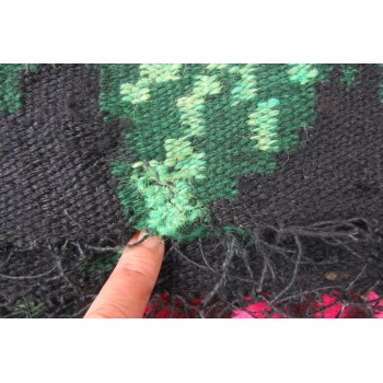 Handmade Romanian vintage kilim rug with flowers