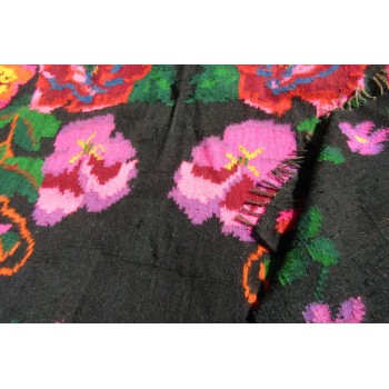 Antique wool rug , handmade kilim with roses