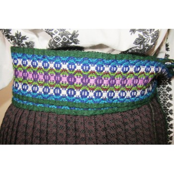 Antique Romanian wool sash, handwoven folk belt from Transylvania