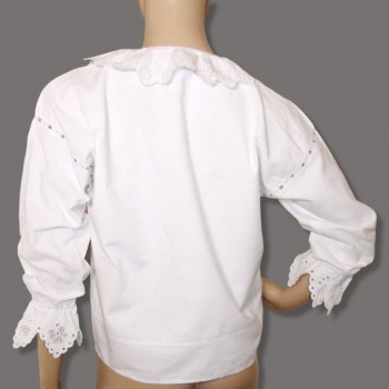 Blusa rumana vintage hecha a mano de Transilvania, blusa popular bordada blanca