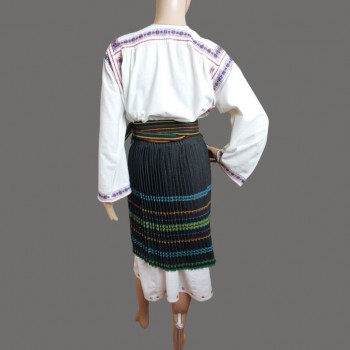 Romanian traditional costume : old hand embroidered dress and Romanian folk skirt