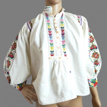 Håndbroderet vintage rumænsk bluse, håndlavet traditionel rumænsk skjorte