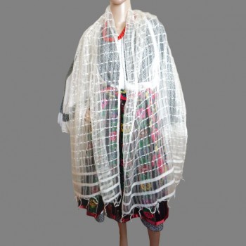 Voile de soie traditionnel roumain, écharpe folklorique en soie naturelle