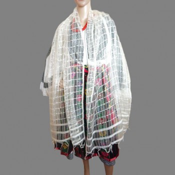 Romanian traditional silk veil ,  natural silk folk scarf