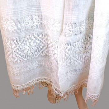 Antique Romanian raw silk scarf