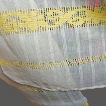 Vintage rumänsk traditionell scarf, gul sidenscarf