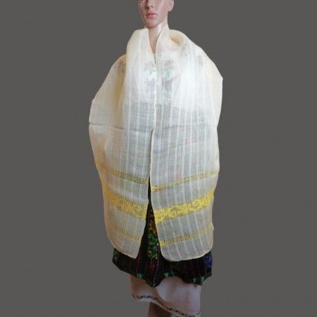 Bufanda tradicional rumana vintage, bufanda de seda amarilla