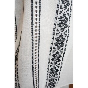 Traditional Romanian clothing with black pattern : Romanian blouse , handmade folk skirt and wool apron