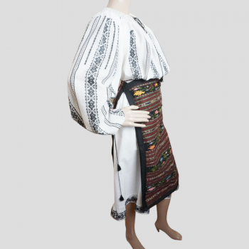 Romanian traditional costume with hand woven pattern