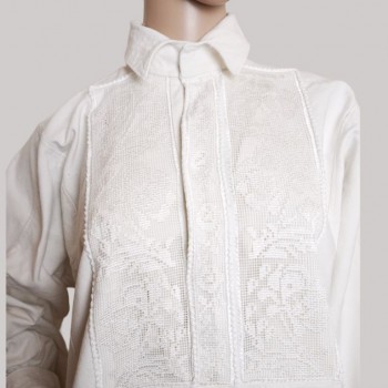 Handmade Romanian blouse with white embroidery from Transylvania
