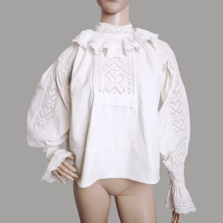 Rumänische Vintage-Bluse von Bihor mit atemberaubender weißer Stickerei