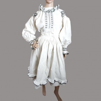 Handmade vintage Romanian costume from Bihor with black embroidery