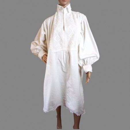 Camicia folk rumena vintage della Transilvania con ricami bianchi