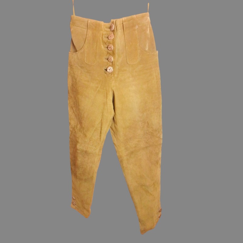 Dame Tan Suede Lederhosen - Oktoberfest tyske læderbukser størrelse DE 34 Dame Tan Suede Lederhosen - Oktoberfest tyske læderbukser størrelse DE 34