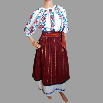 Costum popular vechi romanesc lucrat manual - ie cu poale si valnic