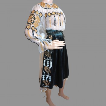 Traditional Romanian Folk Costume from Banat  with Gold Embroidery and Sequins