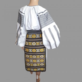 Vintage Handmade Romanian Folk Aprons with Silk Embroidery and Lace