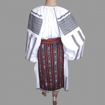 Costume Traditionnel Roumain Authentique avec Robe Roumaine Brodée Main – Ensemble Folklorique Roumain Vintage en 3 Pièces