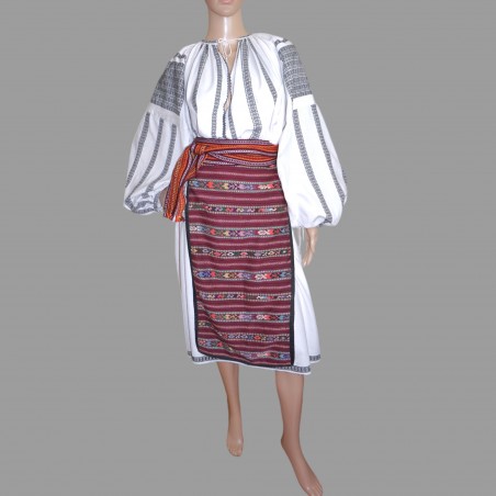 Costume Traditionnel Roumain Authentique avec Robe Roumaine Brodée Main – Ensemble Folklorique Roumain Vintage en 3 Pièces