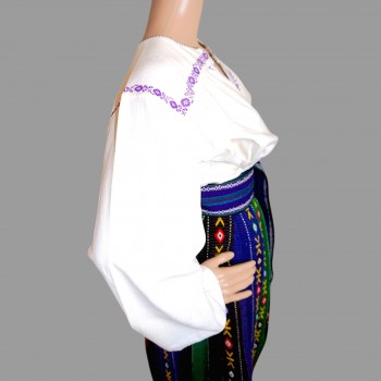Vintage Romanian traditional clothing from Oltenia with hand embroidered Romanian dress