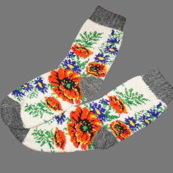 Chaussettes d’hiver en laine mélangée pour femme – Tricot épais à motif floral discret