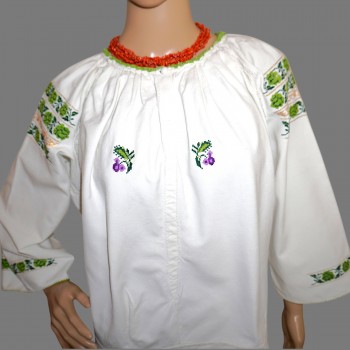 Auténtico traje folclórico rumano vintage de Bucovina – Blusa bordada a mano y falda de lana (Talla 36-38)