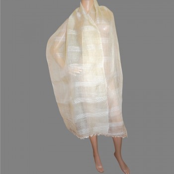 Vintage Traditional Romanian Silk Headwrap – Handwoven Natural Silk Scarf from Oltenia
