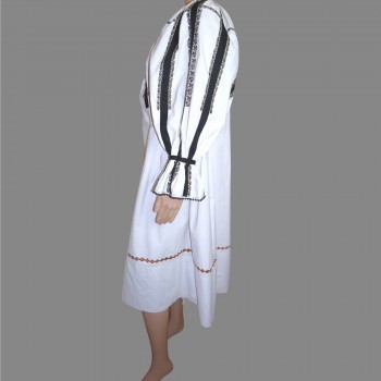 Authentic Vintage Romanian Dress (Ie) from Sibiu-Valcea – Hand Embroidered with Metallic Thread and Sequins
