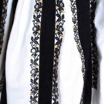 Authentic Vintage Romanian Dress (Ie) from Sibiu-Valcea – Hand Embroidered with Metallic Thread and Sequins