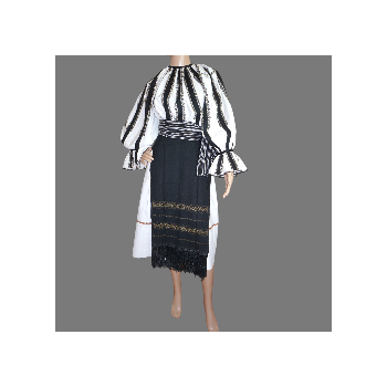 Rare Traditional Romanian Folk Costume from Sibiu–Valcea Region – Hand‑Embroidered Romanian Blouse with Skirt, Aprons & New Belt