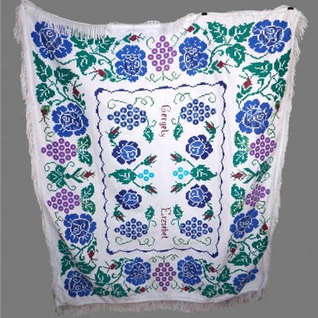 Vintage handbroderad duk från centrala Transsylvanien – 1960–70-talet